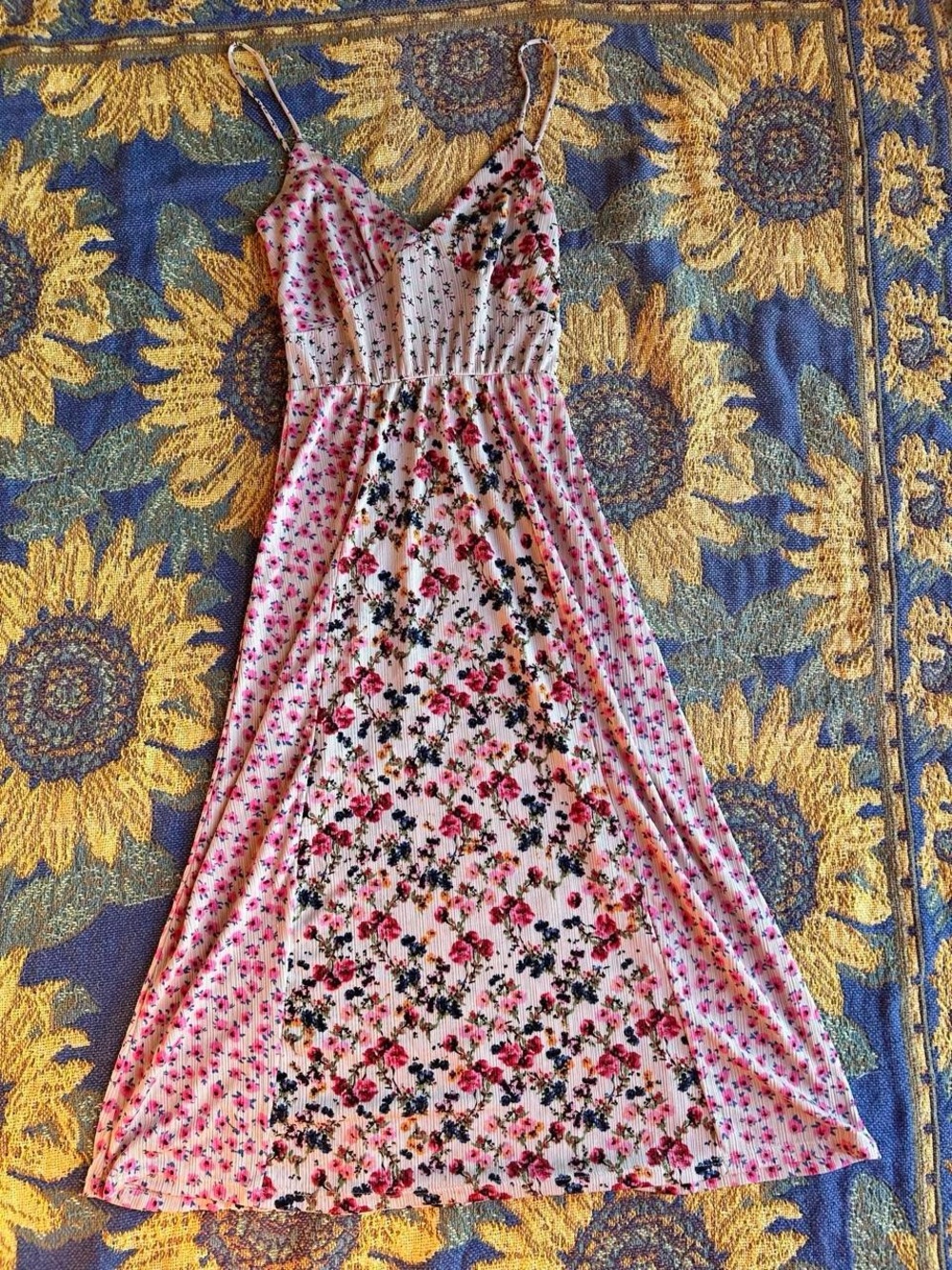 Floral Pink Spaghetti Strap Maxi Dress